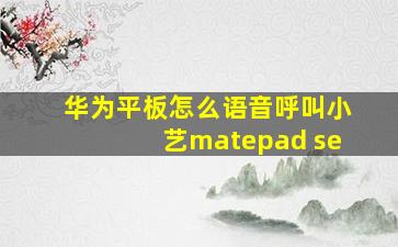 华为平板怎么语音呼叫小艺matepad se